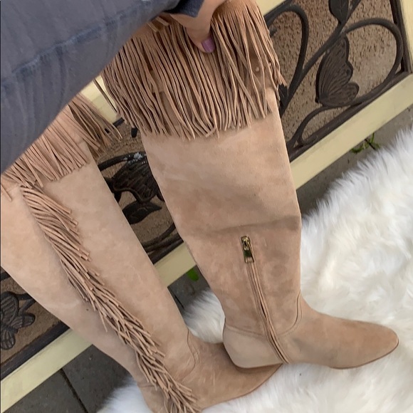 Nude Fringe Boots - Picture 2 of 7